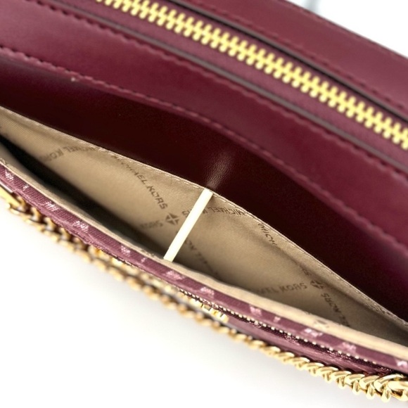 Michael Kors Large EW Crossbody Bag & Travel TZ Card Case Wallet Ox Blood Multi - Picture 9 of 14